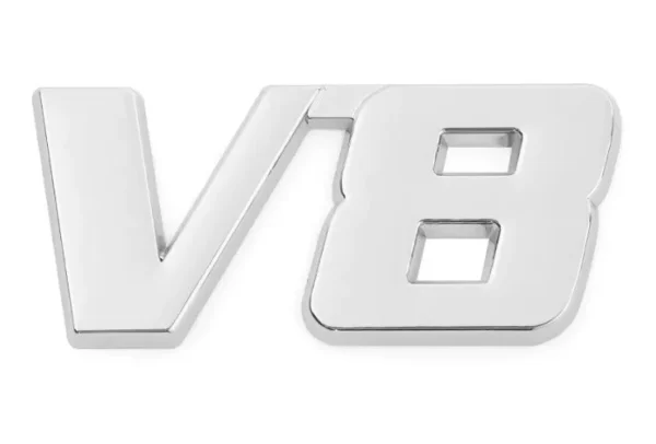 Emblema Logo V8 Multimarca 5.9x2.6cm Metálico con adhesivos