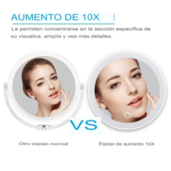 Espejo de maquillaje móvil LED x10 - Imagen 3